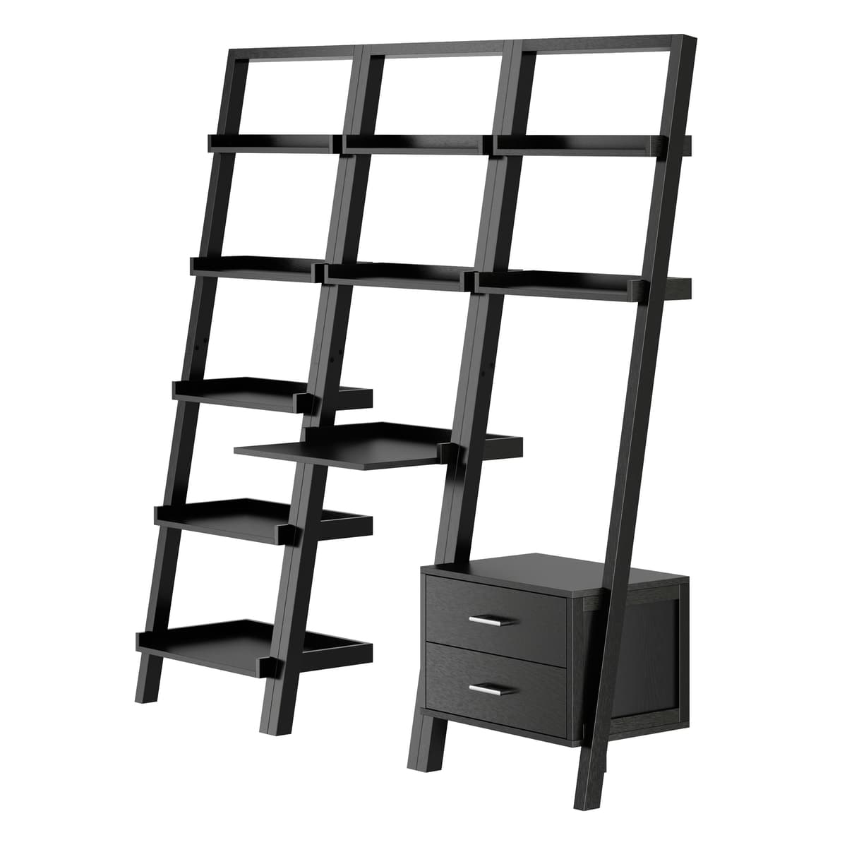  Bellamy 3-Pc Leaning Shelf Set, 69" High, 69" Wide, Black
