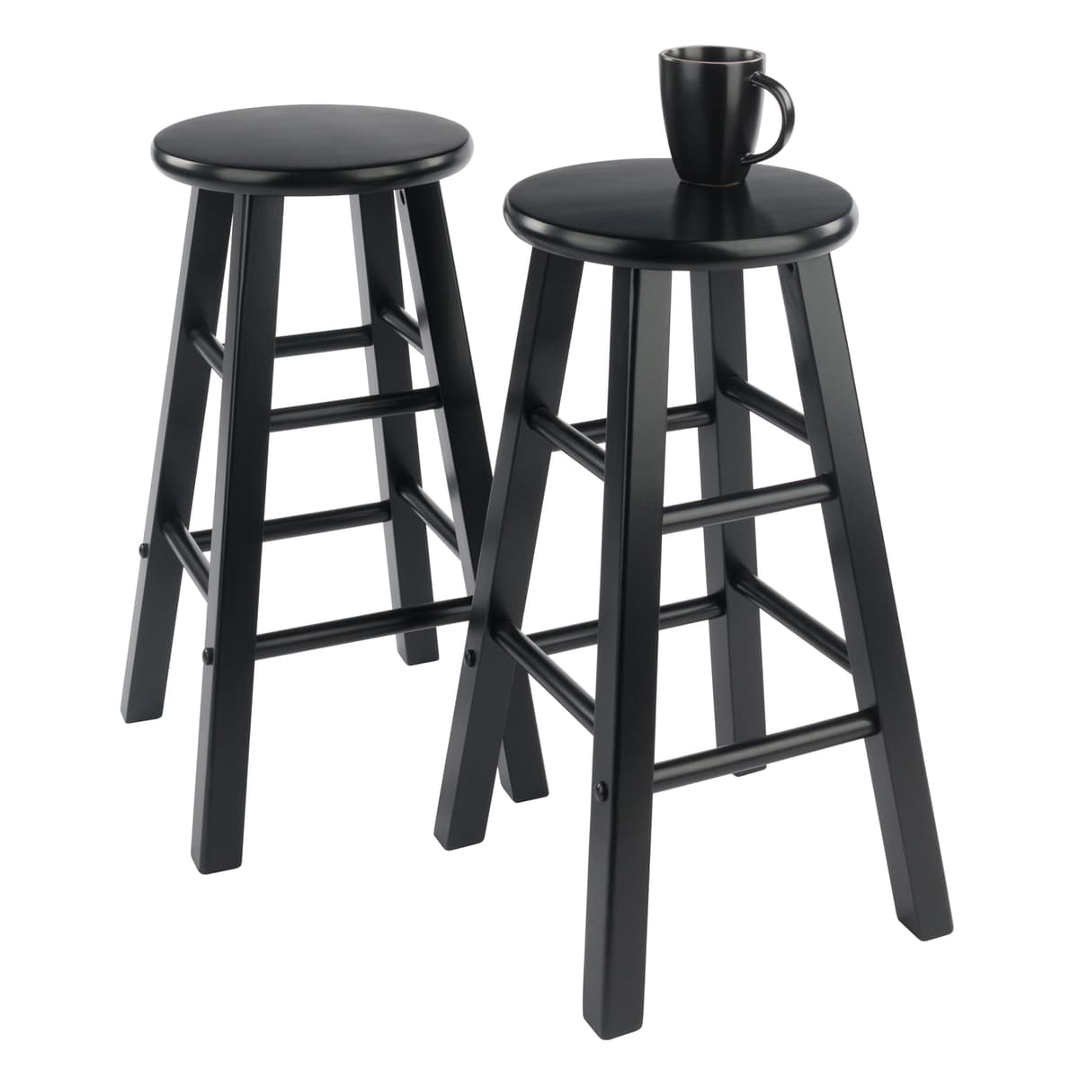 Element 2-Pc Square Leg Counter Stool Set, Black