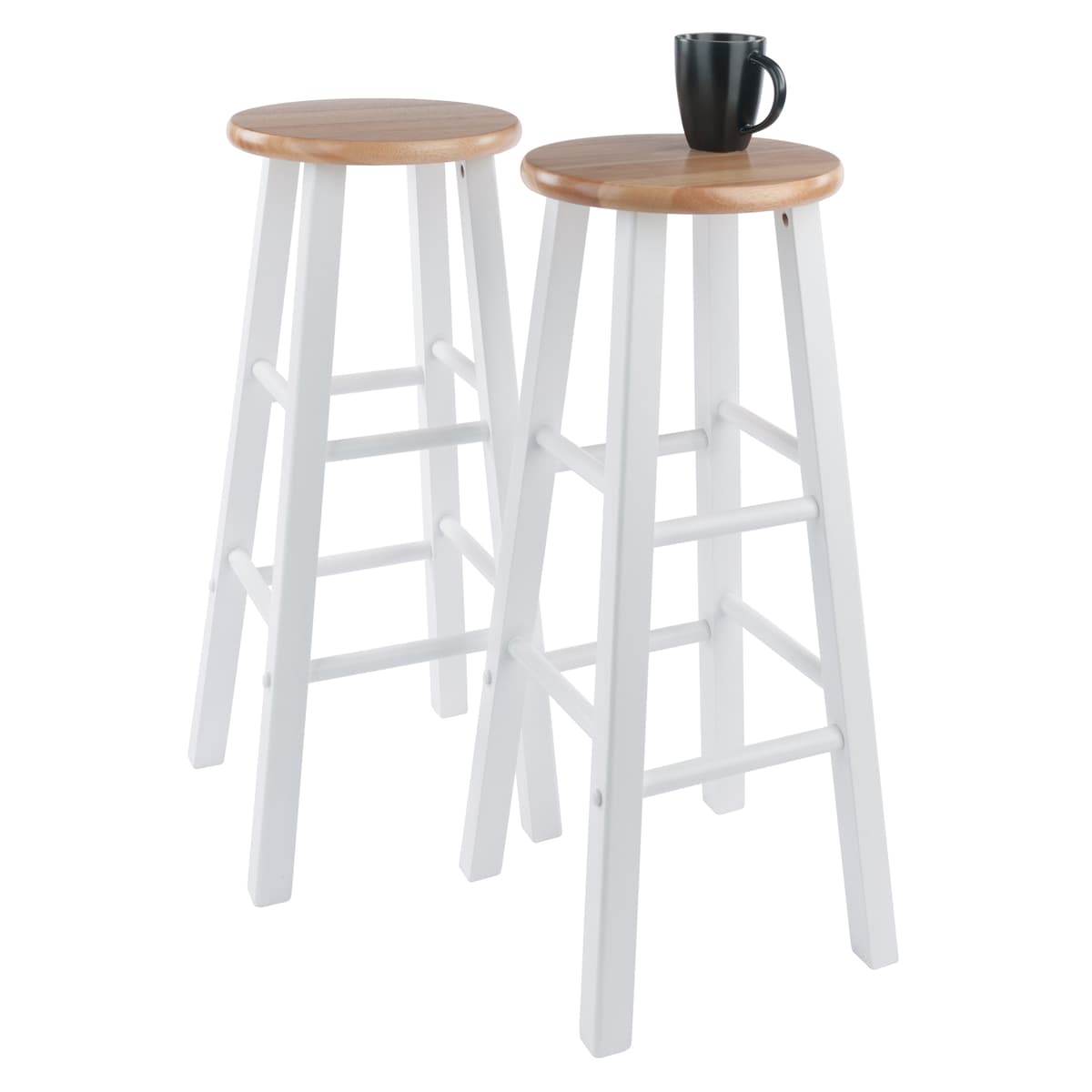 Element 2-Pc Square Leg Bar Stool Set, Natural and White