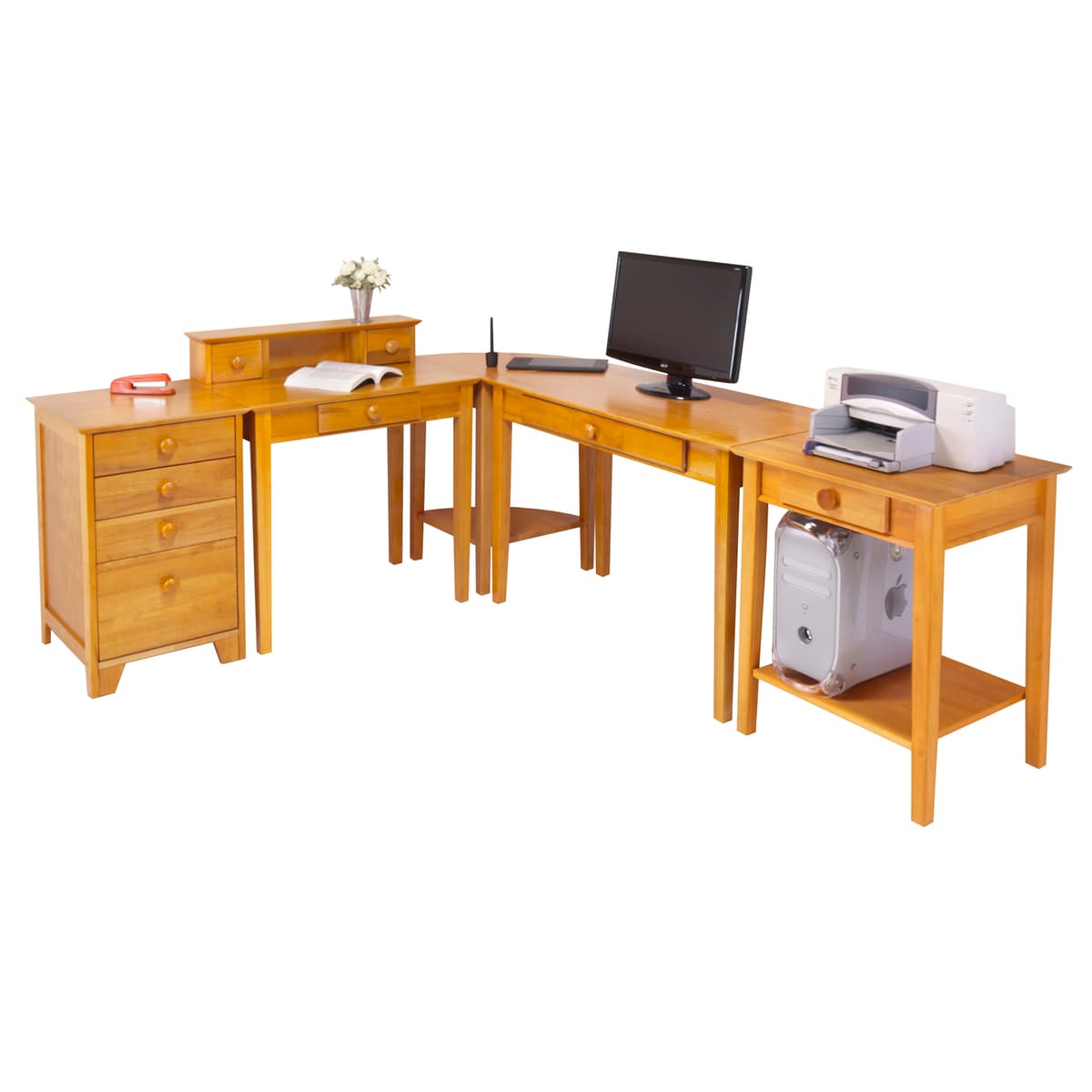 Winsome Studio 5-Pc Home Office Set, With Computer Desk, Writing Desk, Corner Table, End Table, File Cabinet