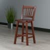 Winsome Fina 360-Swivel Counter Stool with Slat Back and Footrests, 38” High, Walnut