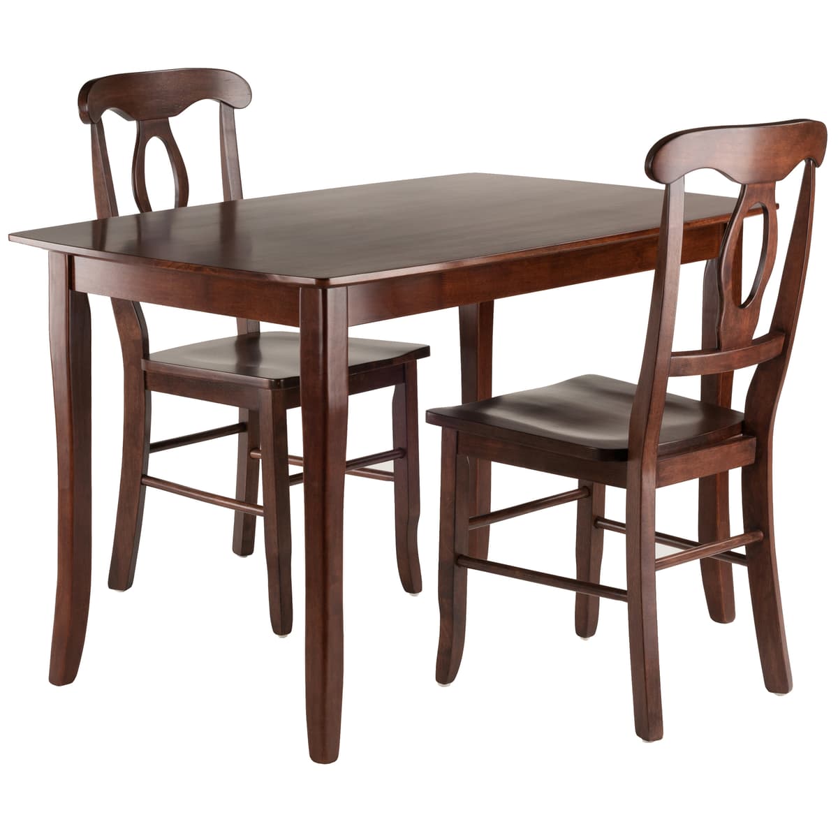 Inglewood Dining Table with 2 Keyhole-Back Chairs, 47" Wide, Walnut