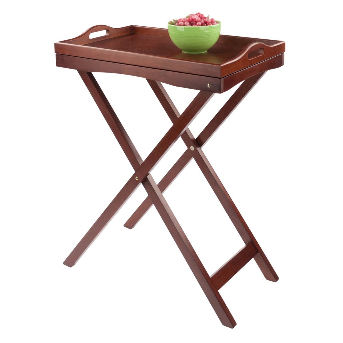 Winsome Devon Butler Snack Table with Serving Tray, 30” High, Walnut