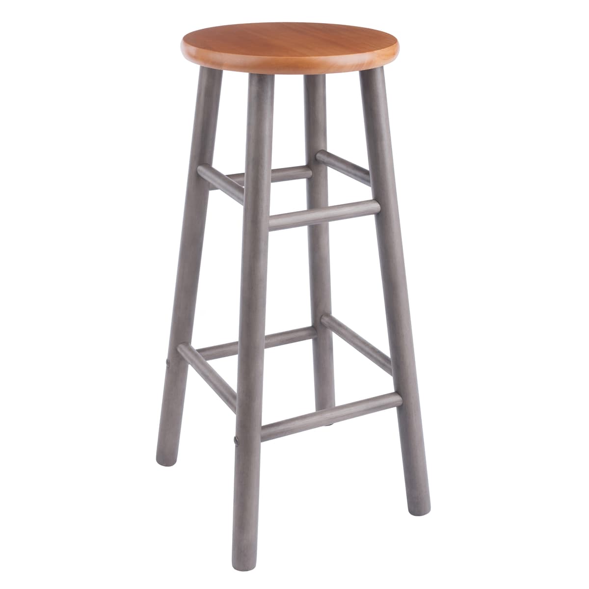 Winsome Huxton 2-Pc Bar Stool Set, 29” High, Oyster Gray and Teak