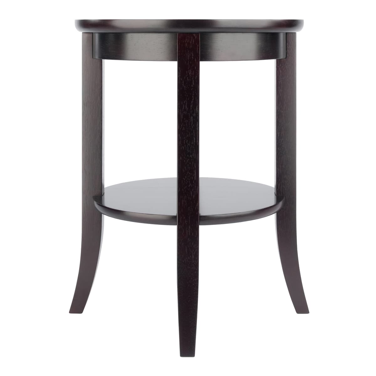 Winsome Genoa Glass-Top Round End Table, 18” Wide, 23” High, Espresso