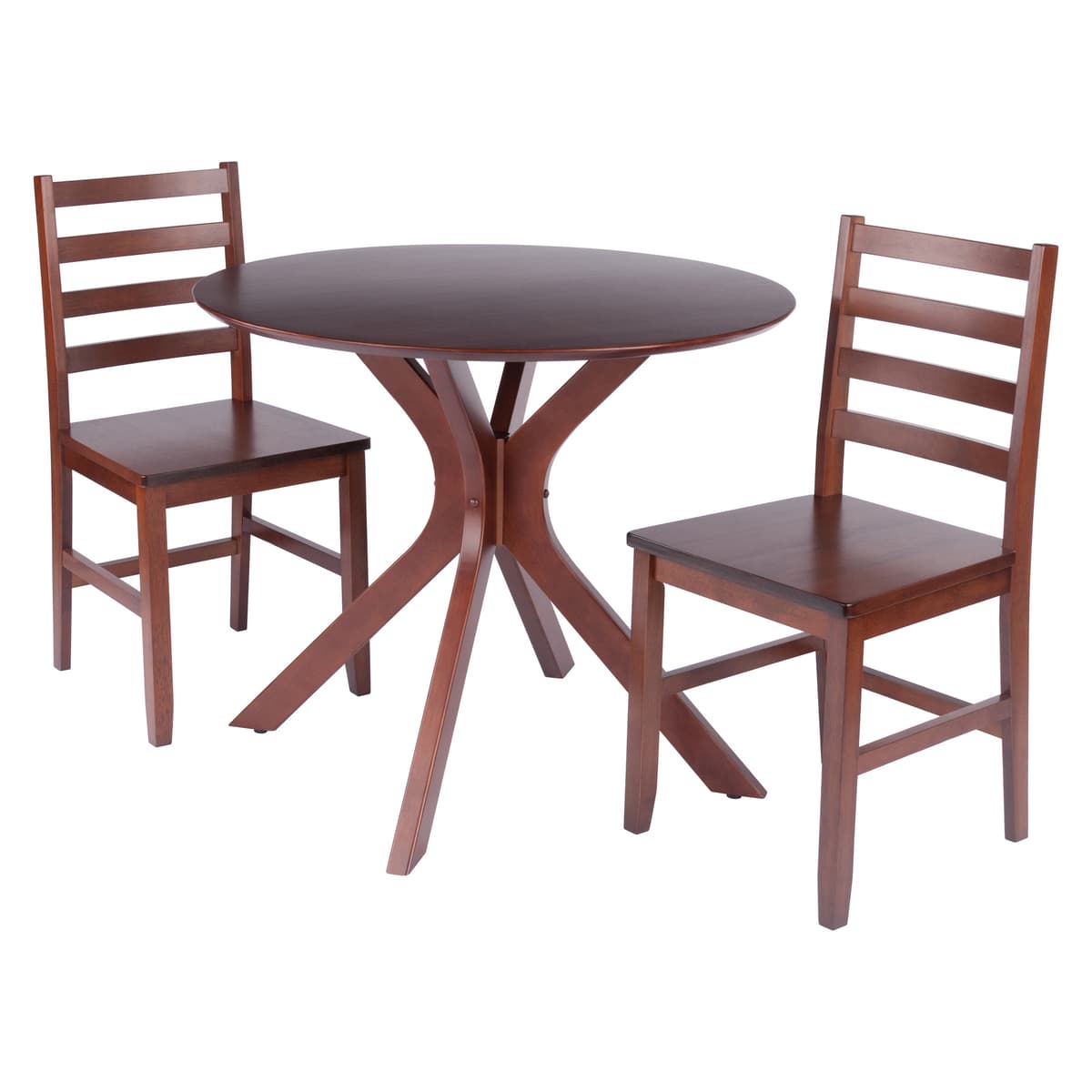 Lexa Dining Table with Splayed Legs, Walnut Finish with 2 Hamilton Dining Chairs