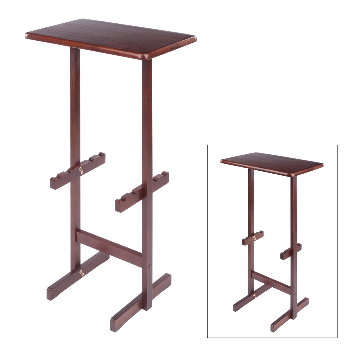 Riley Snack Table Rack, Walnut Finish