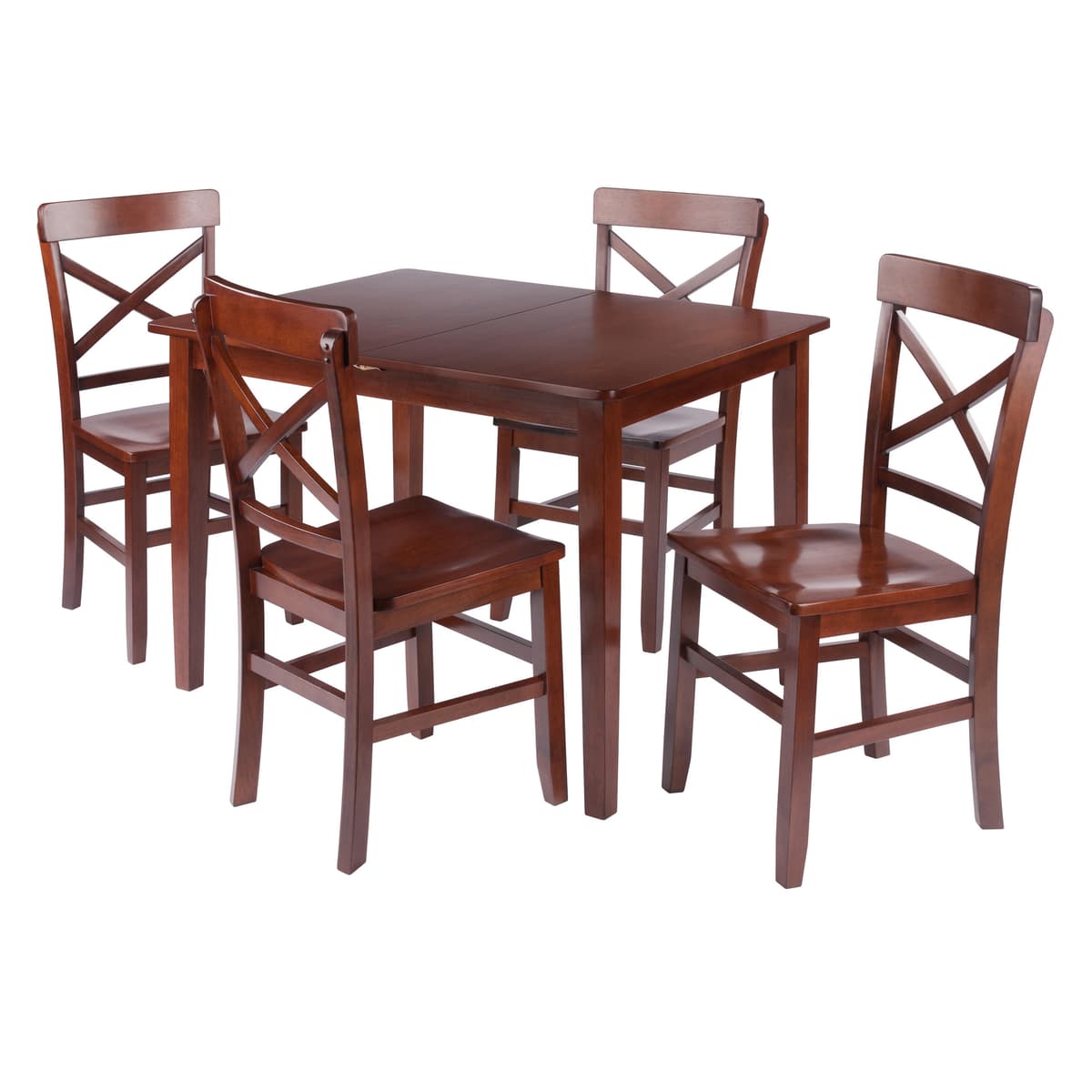 Darren 5-pc Set Dining Table w/X-Back Chairs, Walnut