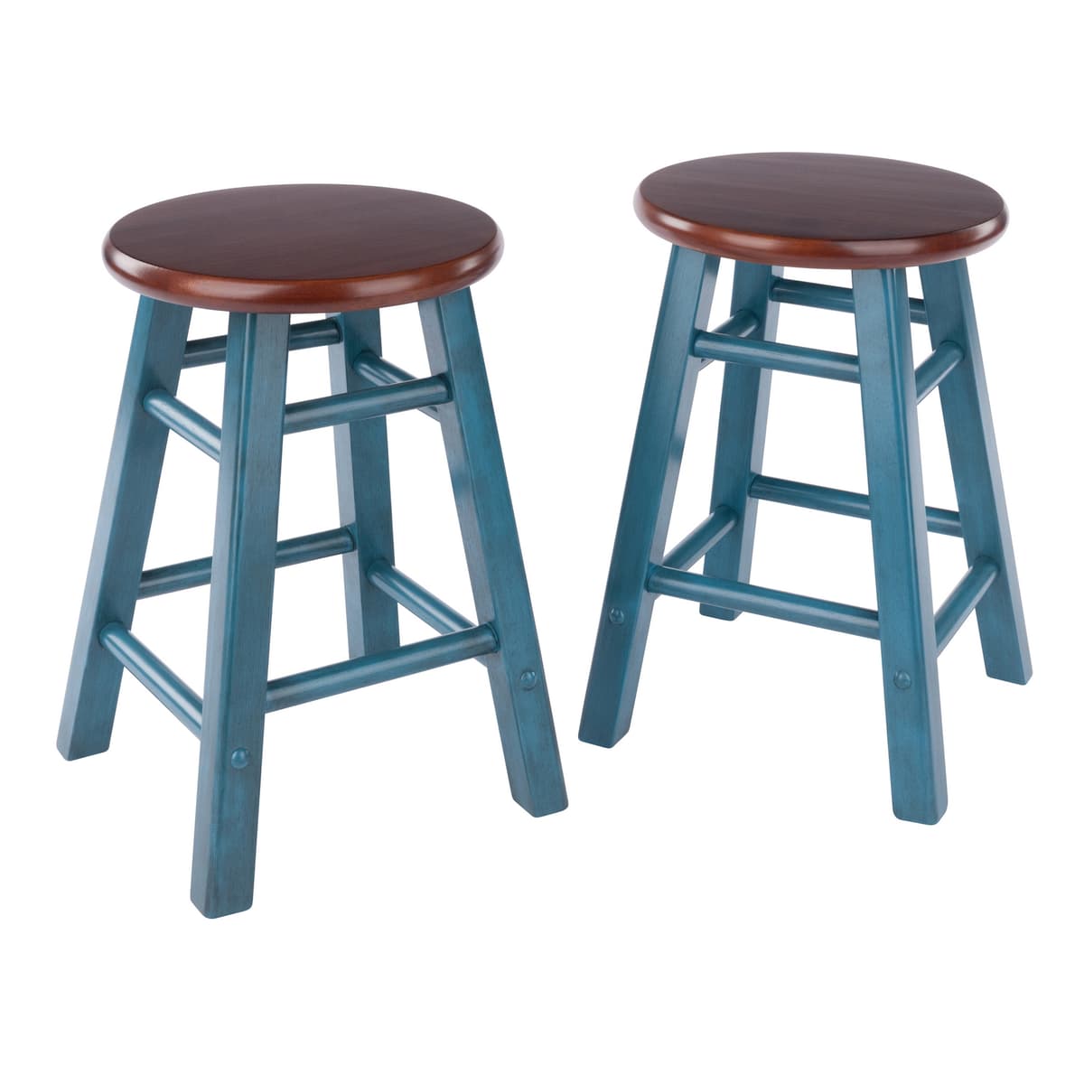 Element 2-Pc Dining Stool Set, Rustic Teal & Walnut