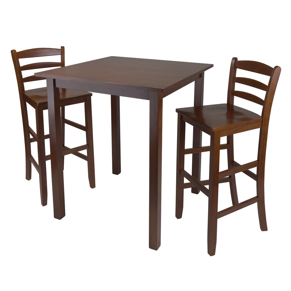 Parkland High Table with 2 Ladder-Back Bar Stools, 39" High, 34" Wide, Walnut