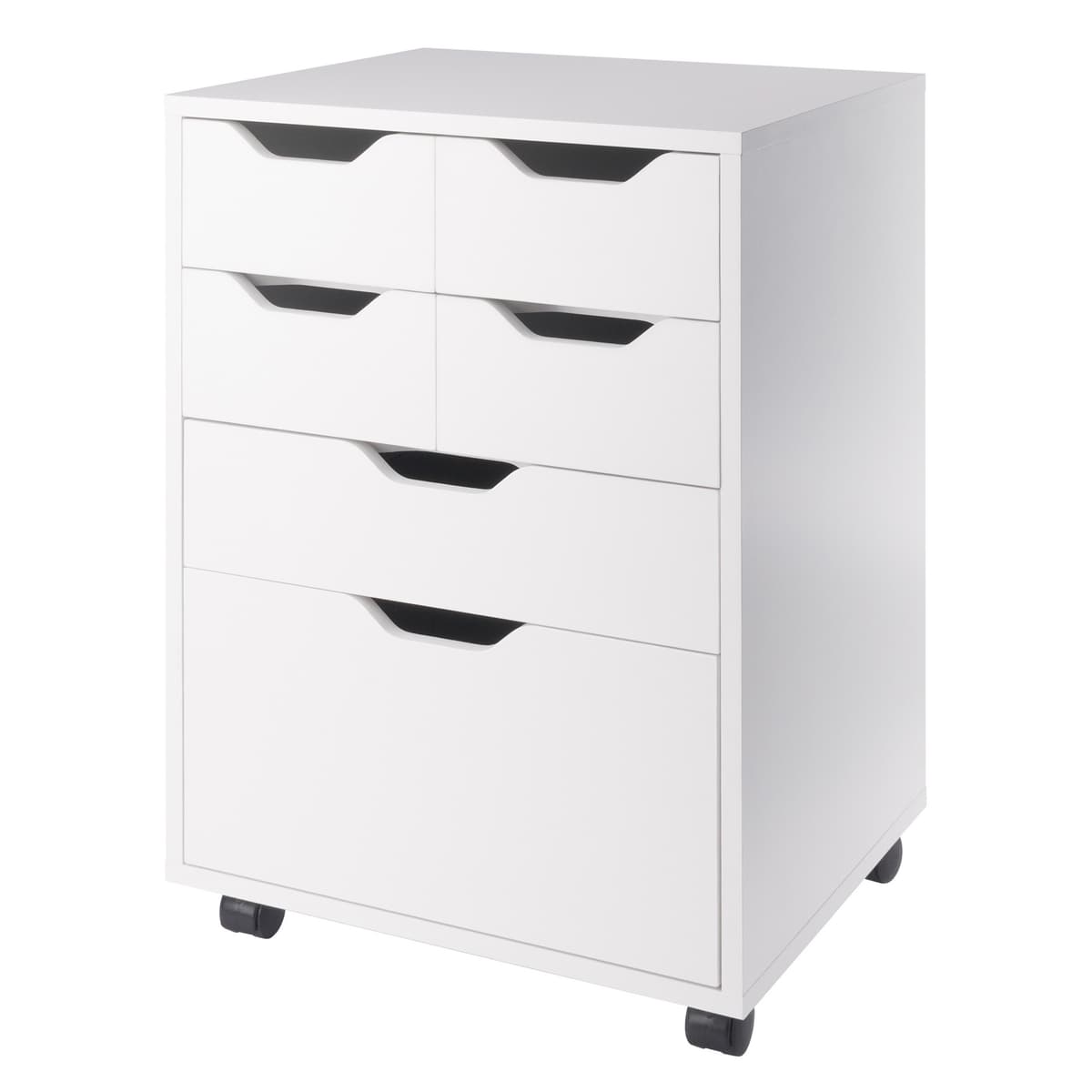 Norfolk 4 Bins, 2 Drawer Mobile Cabinet, White Finish