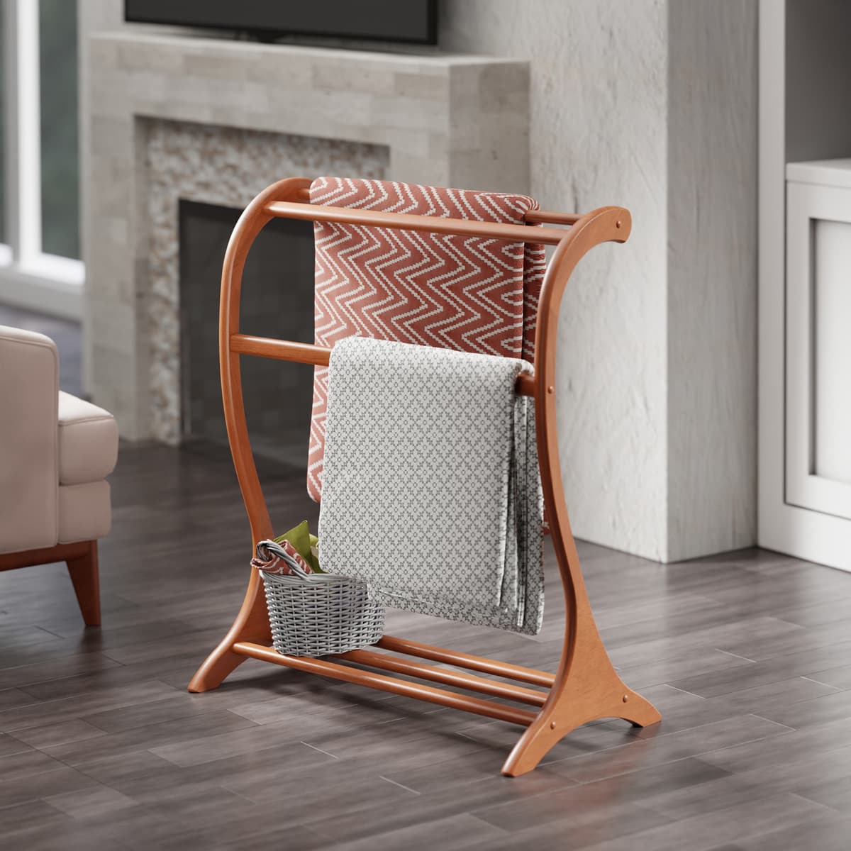 Bella Blanket Rack, Teak Finish