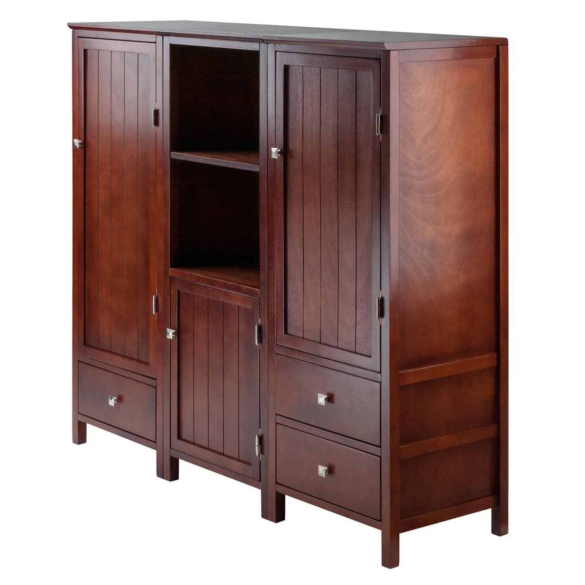 Winsome Brooke 3-Pc Jelly Cupboard Set, 47” High, 52” Wide, Walnut