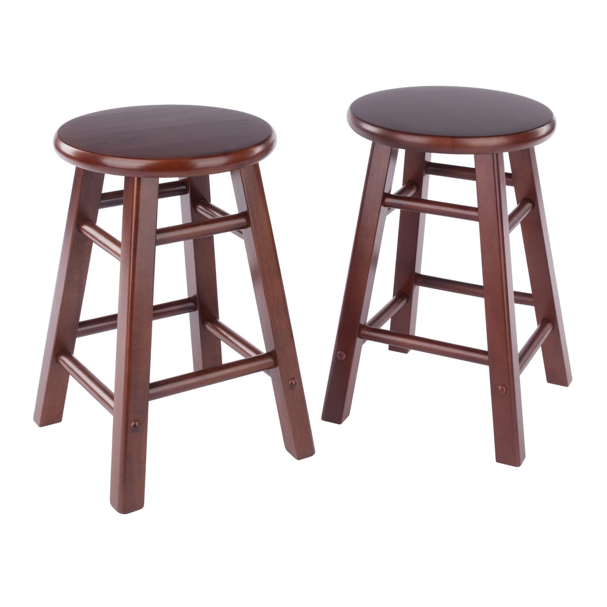 Element 2-Pc Square Legs Dining Stool Set, Walnut Finish