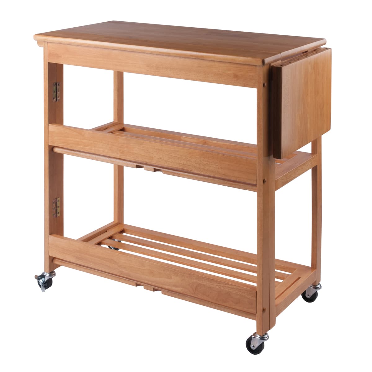 Radley Foldable Kitchen Utility Cart, 38" Wide, 35" High, Light Oak