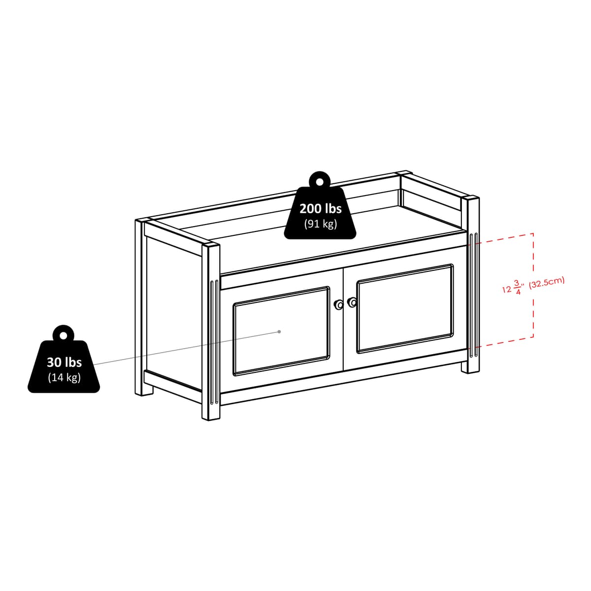 Winsome Charleston 2-Compartment Storage Bench with Seat Cushion, 40” Wide, 22” High, Espresso and Walnut