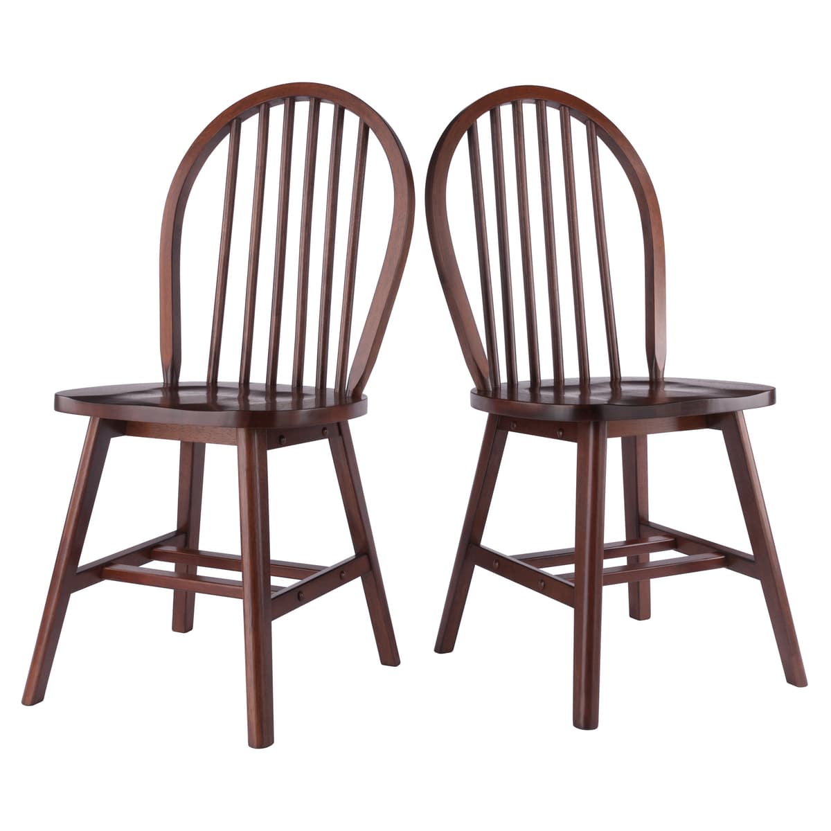 Windsor 2-Piece Chair Set, Solid Wood, Walnut Finish