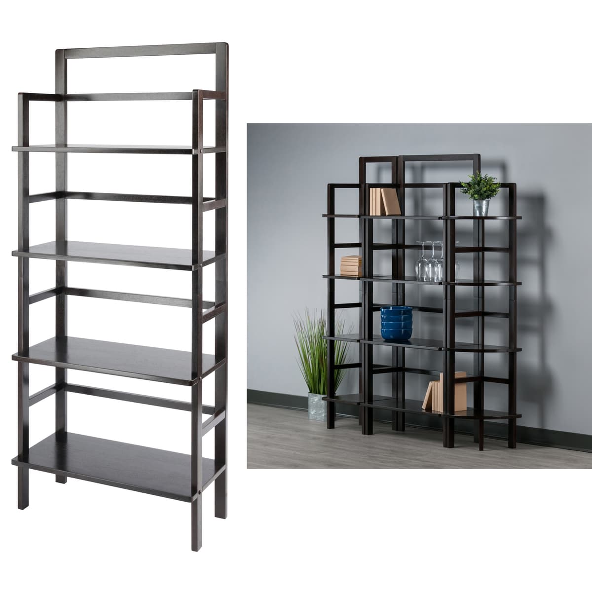 Winsome Aiden 4-Tier Wide Baker's Rack, 71” High, 30” Wide, Coffee