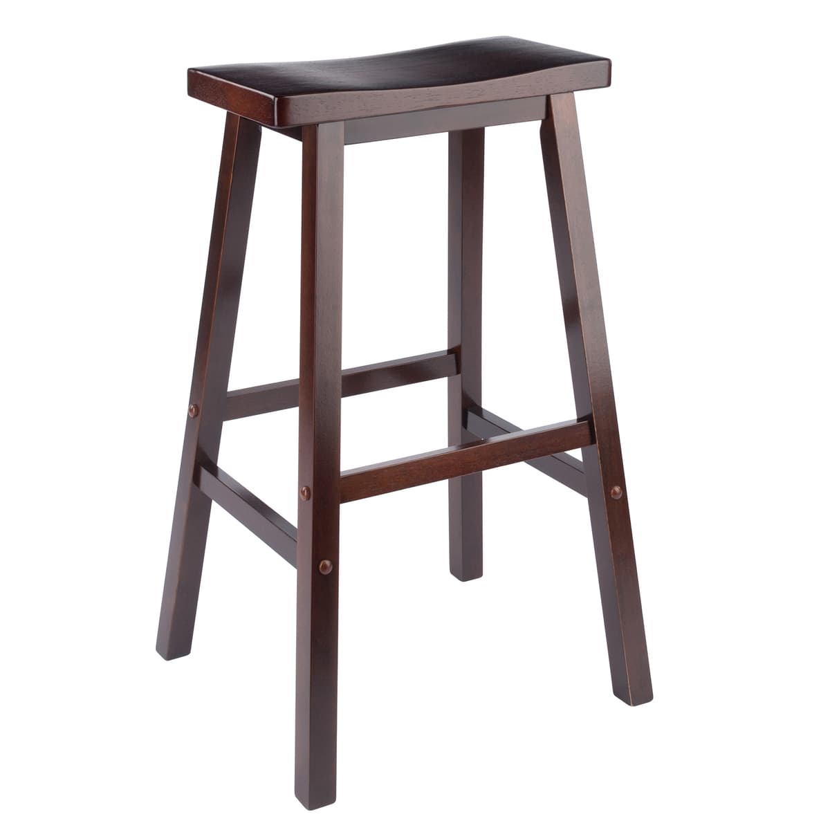 Satori Saddle Seat Bar Stool, 29-Inch, Black Finish, Solid Wood, Transitional Style
