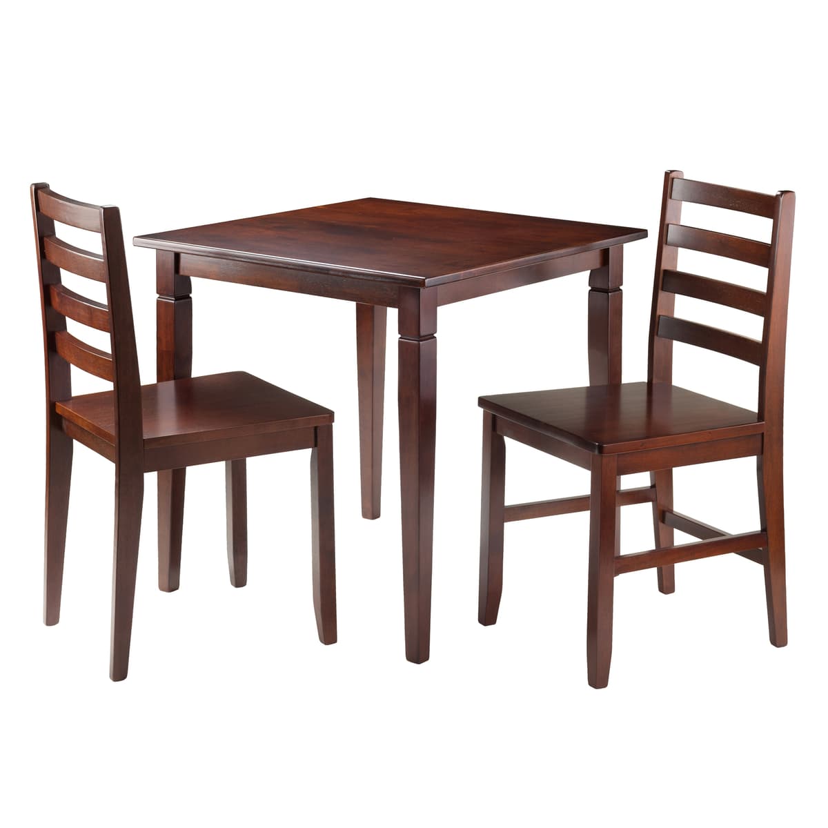 Kingsgate Dining Table with 2 Ladder-Back Chairs, 30" Wide, 29" High, Walnut