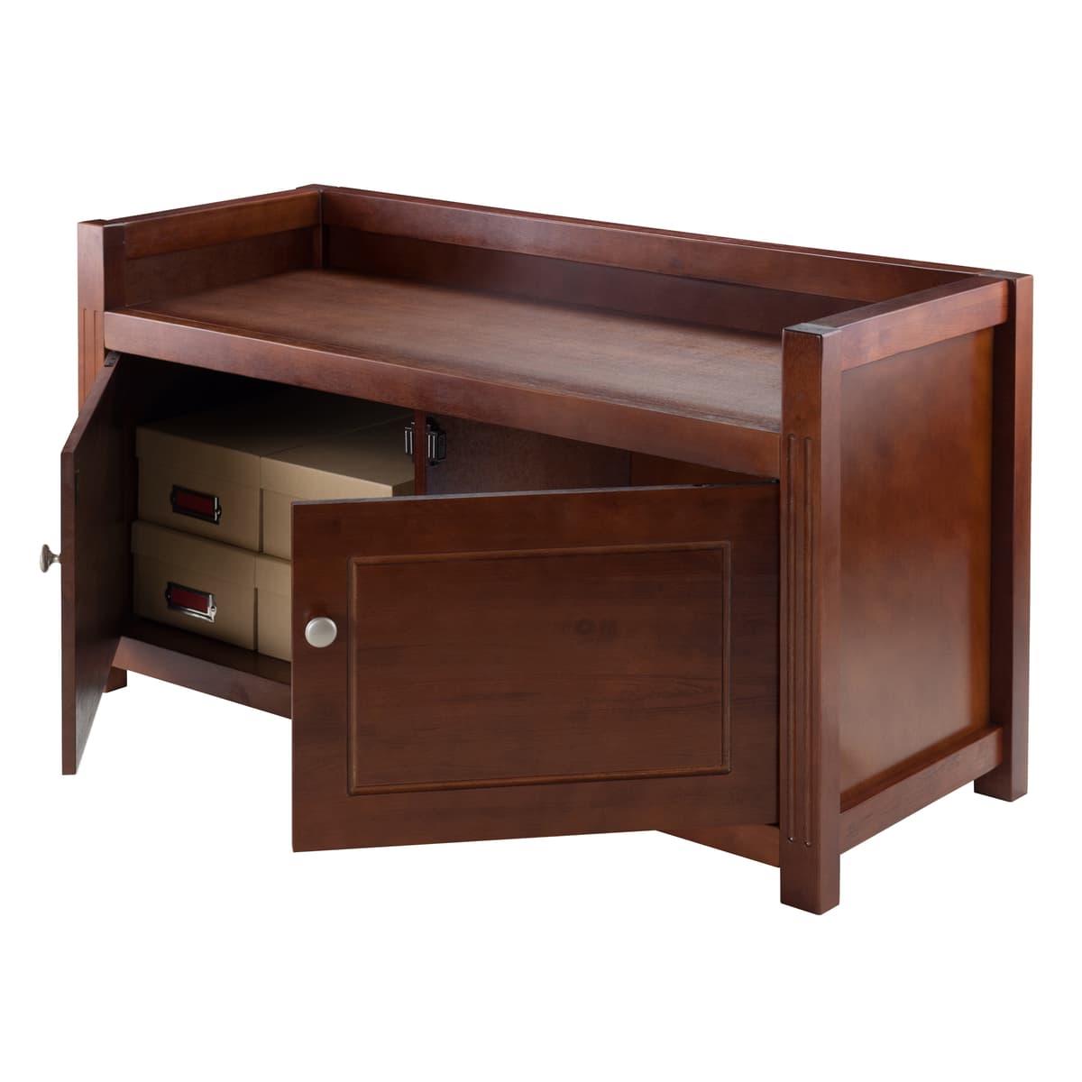 Winsome Charleston 2-Compartment Storage Bench, 40” Wide, 22” High, Walnut