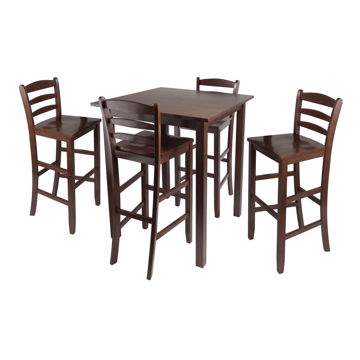 Parkland 5-Pc High Dining Table with 4 Ladder Back Bar Stools, Walnut