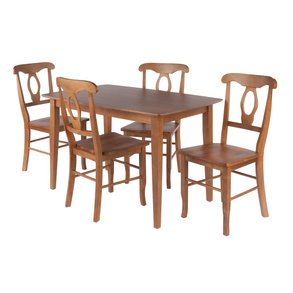 Dakota 5-Pc Dining Table with Renaissance Keyhole-back Chairs, Teak
