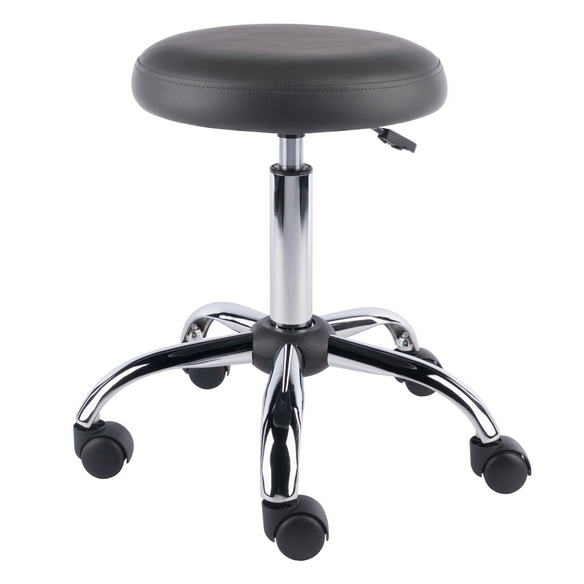 Clyde Round Swivel Stool, Charcoal/Chrome