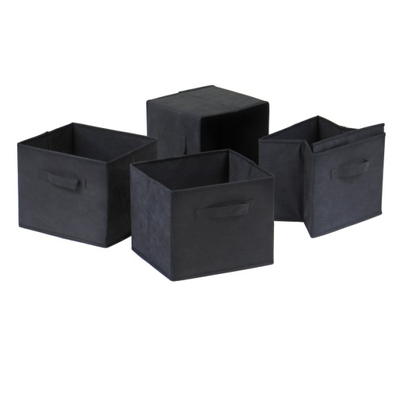 Capri 4-Pc Foldable Fabric Basket Set, Black