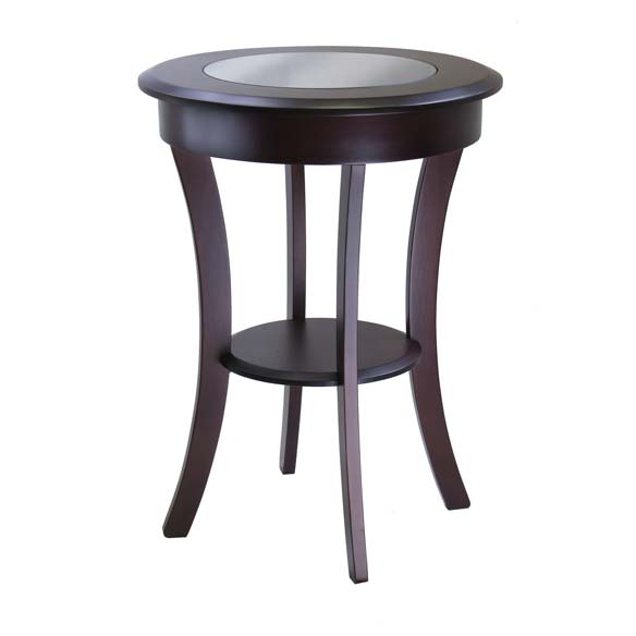 Cassie Accent Table with Glass, Cappuccino