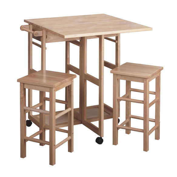 Suzanne 3-Pc Space Saver, 2-Tuck-Away Stools, Natural