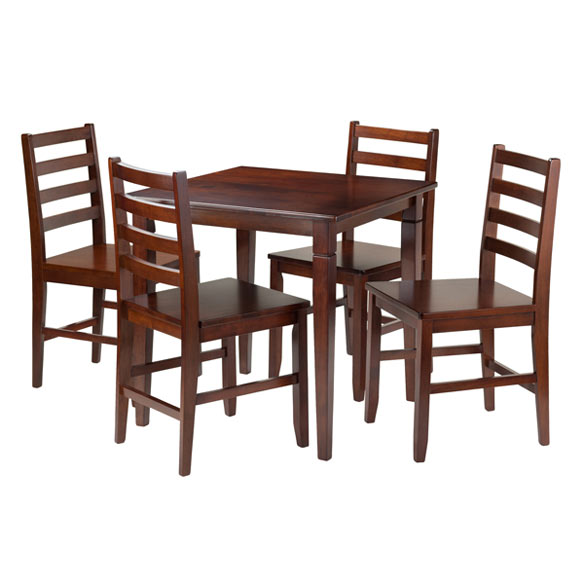 Kingsgate 5-Pc Dining Table with 4 Hamilton Ladder Back Chairs, Walnut
