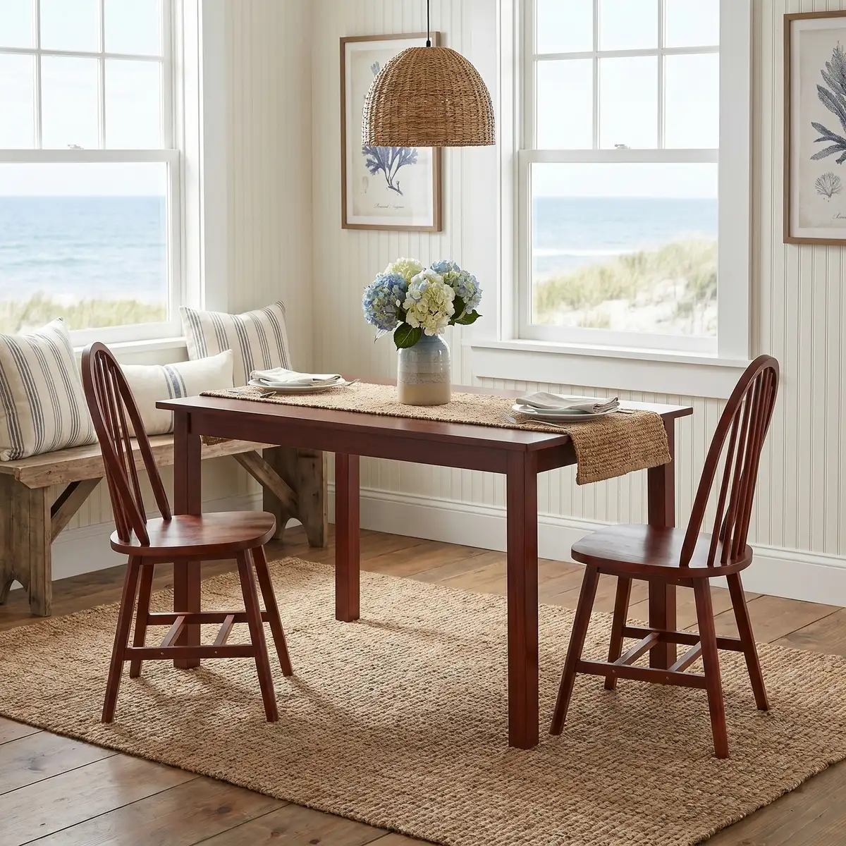 Parkland 3-Pc Dining Table with Windsor Spindle-back Chairs, Walnut