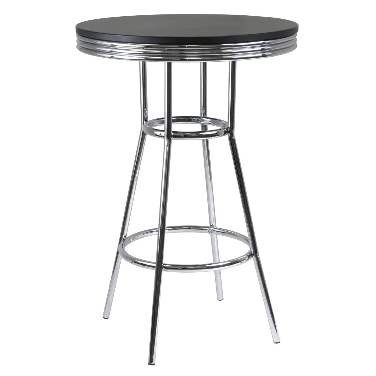 Summit Round High Table, Black and Chrome