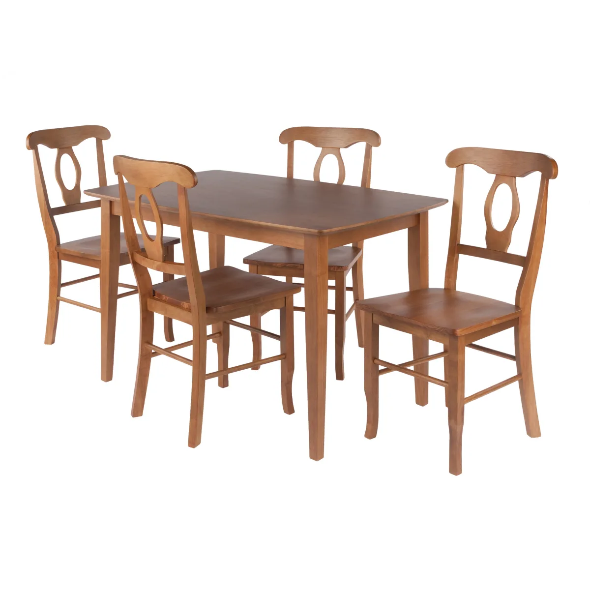 Dakota 5-Pc Dining Table with Renaissance Keyhole-back Chairs, Teak