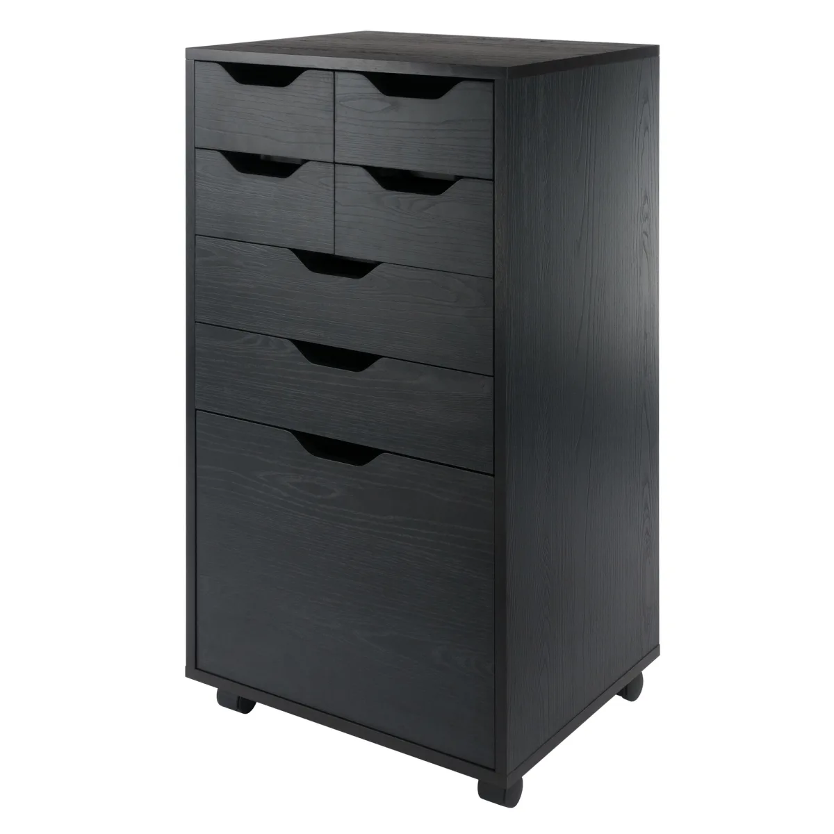 Halifax Bins & Drawers Multi-Storage Tall Mobile Cabinet, Black