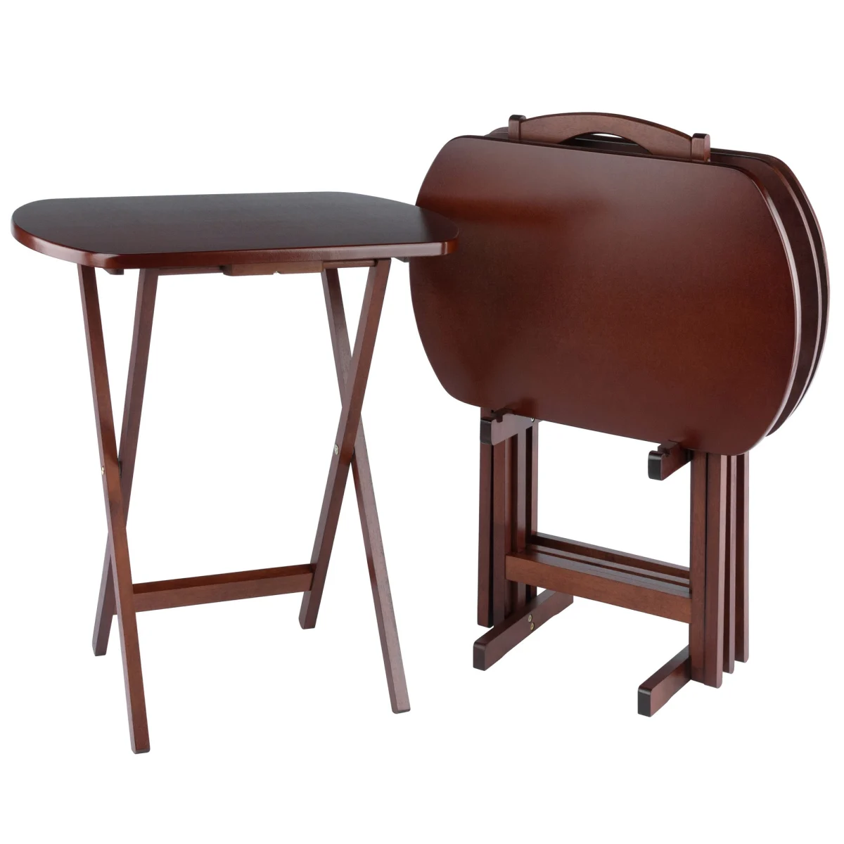 Corbett 5-Pc Oversized Snack Table Set, Walnut