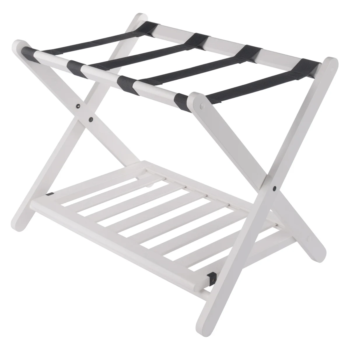 Reese Luggage Rack with Shelf, White