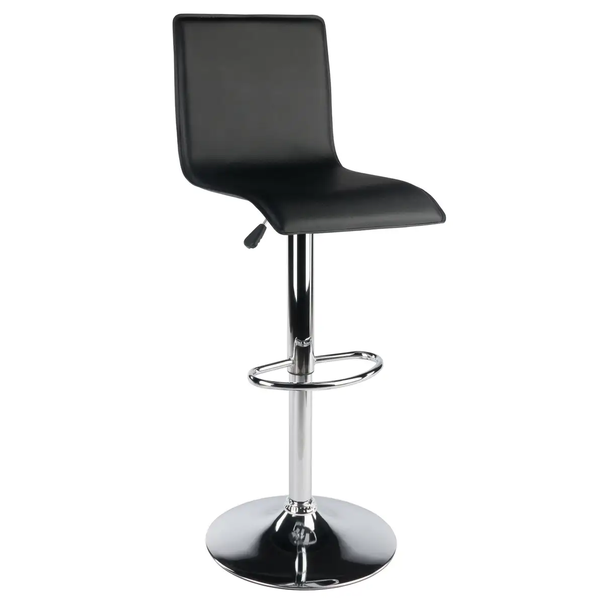 Spectrum Adjustable Swivel Stool with Backrest and Footrest, 46" High, Black and Chrome