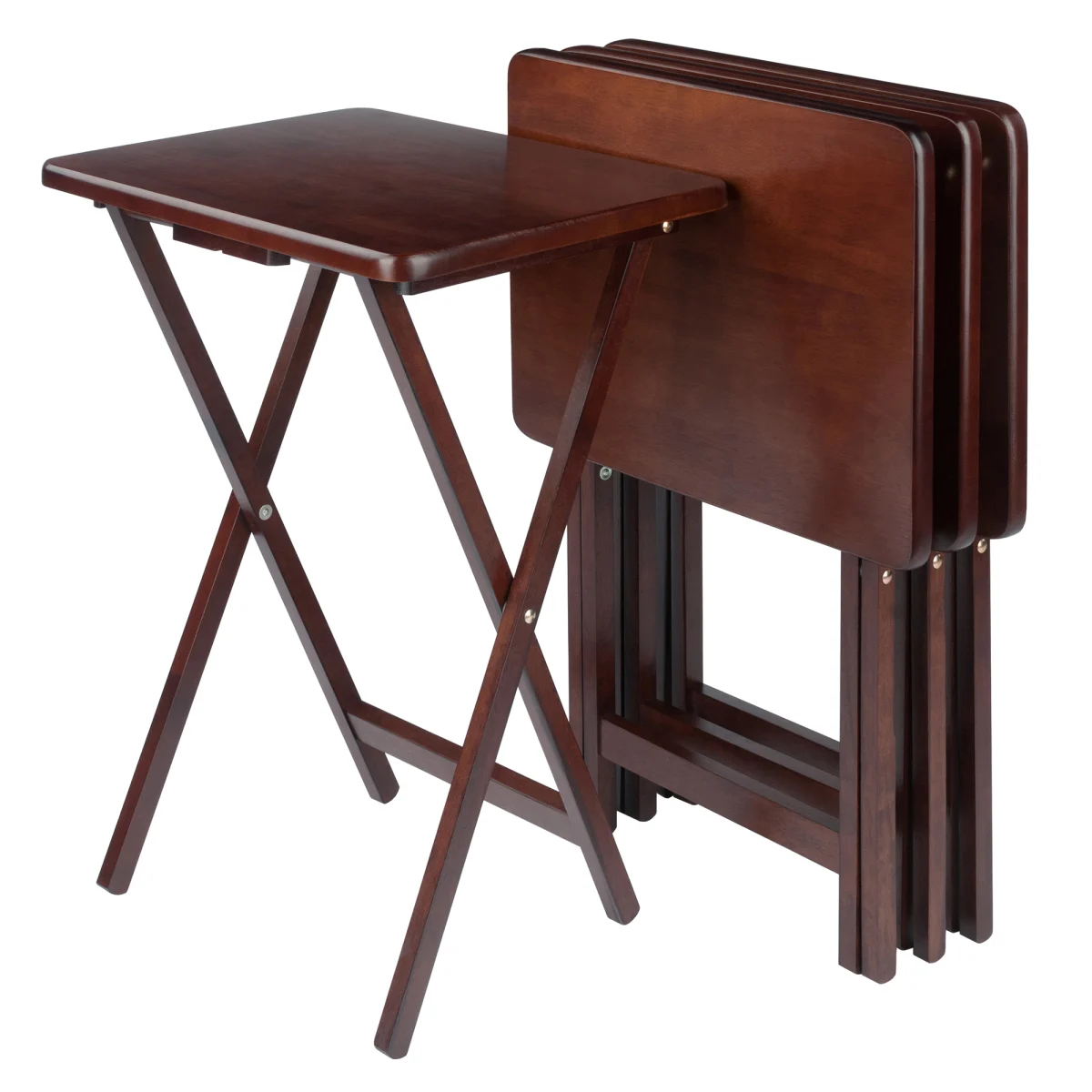 Alex 4-Pc Snack Tables, Walnut