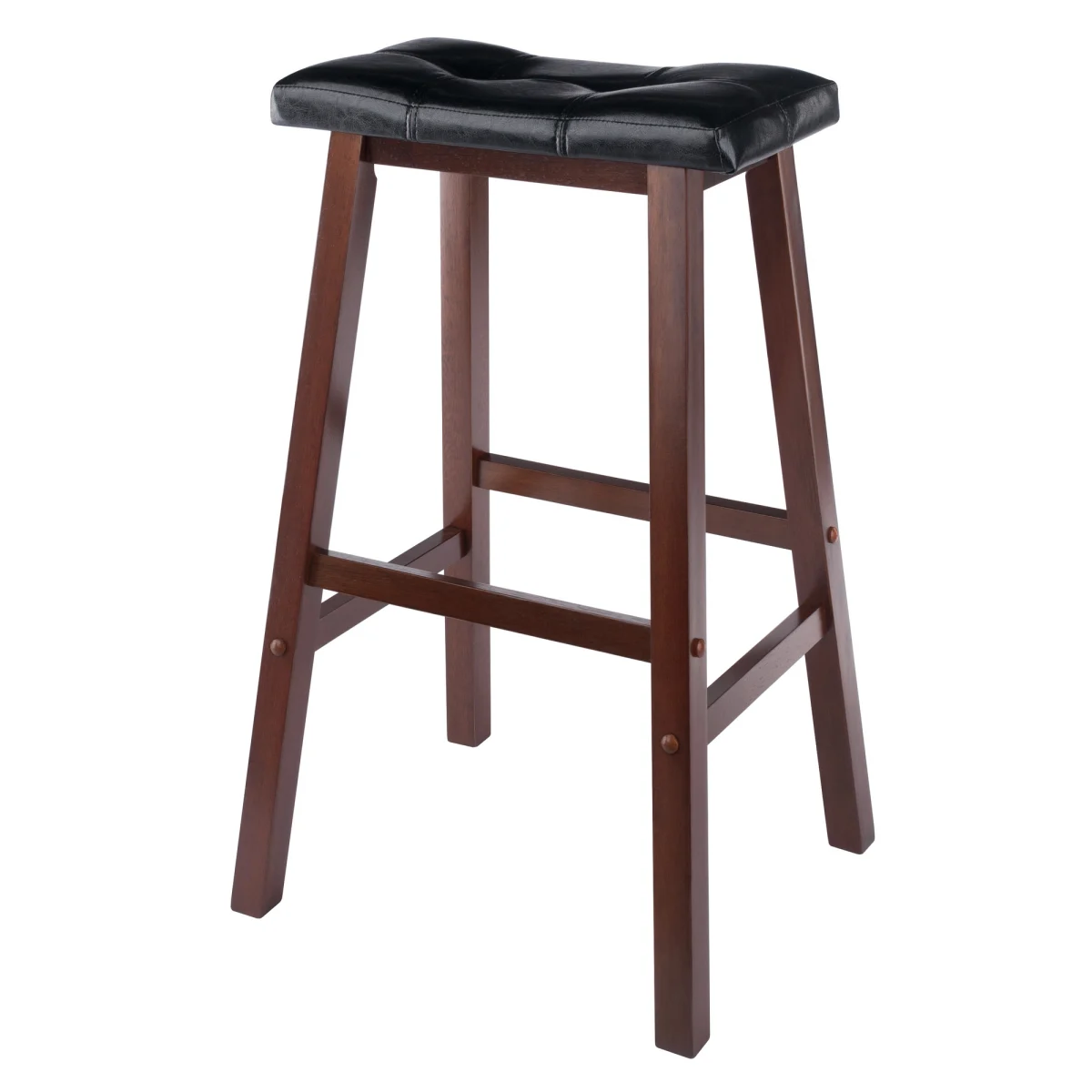 Mona Cushion Saddle Seat Bar Stool, Black and Walnut